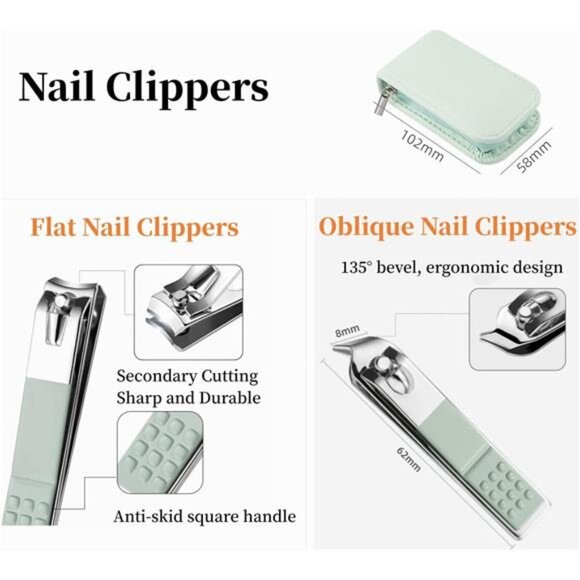 Travel Manicure Set 7 Piece Nail Clippers Pedicure Kit Stainless Steel Grooming - Picture 5 of 8